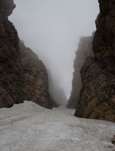 Schneefeld am Einstieg