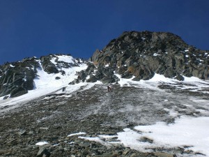 Schnee-Eisflanke vor dem Glocknerleitl