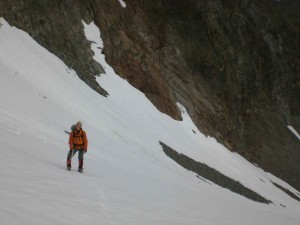 der untere steile Teil der Aufstiegsroute