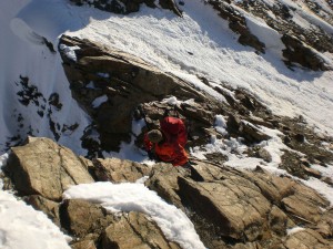 einfache Kletterei am Grat der inneren Quellspitze