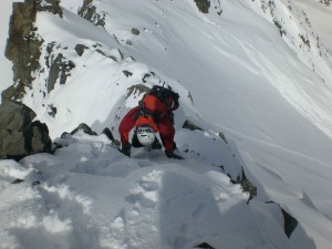 leichte Kletterei beim Abstieg